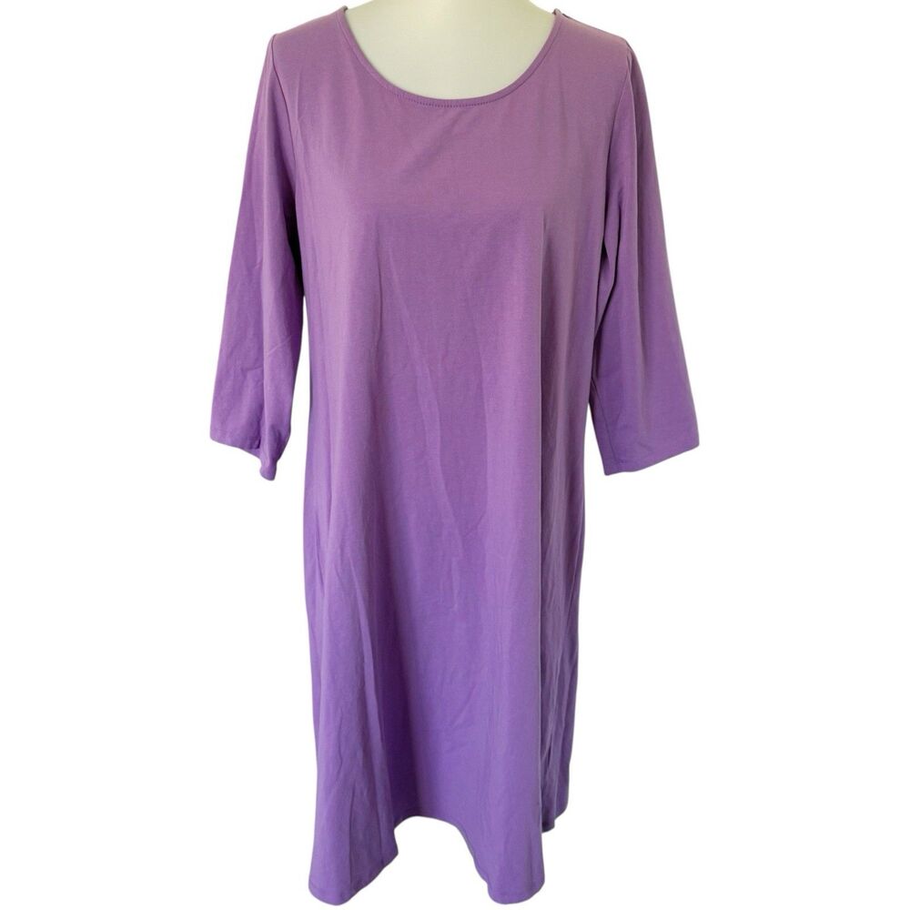 Attitudes by Renee Dress Sz 1X Regular Jersey Knit Purple Cotton Stretch Lilac